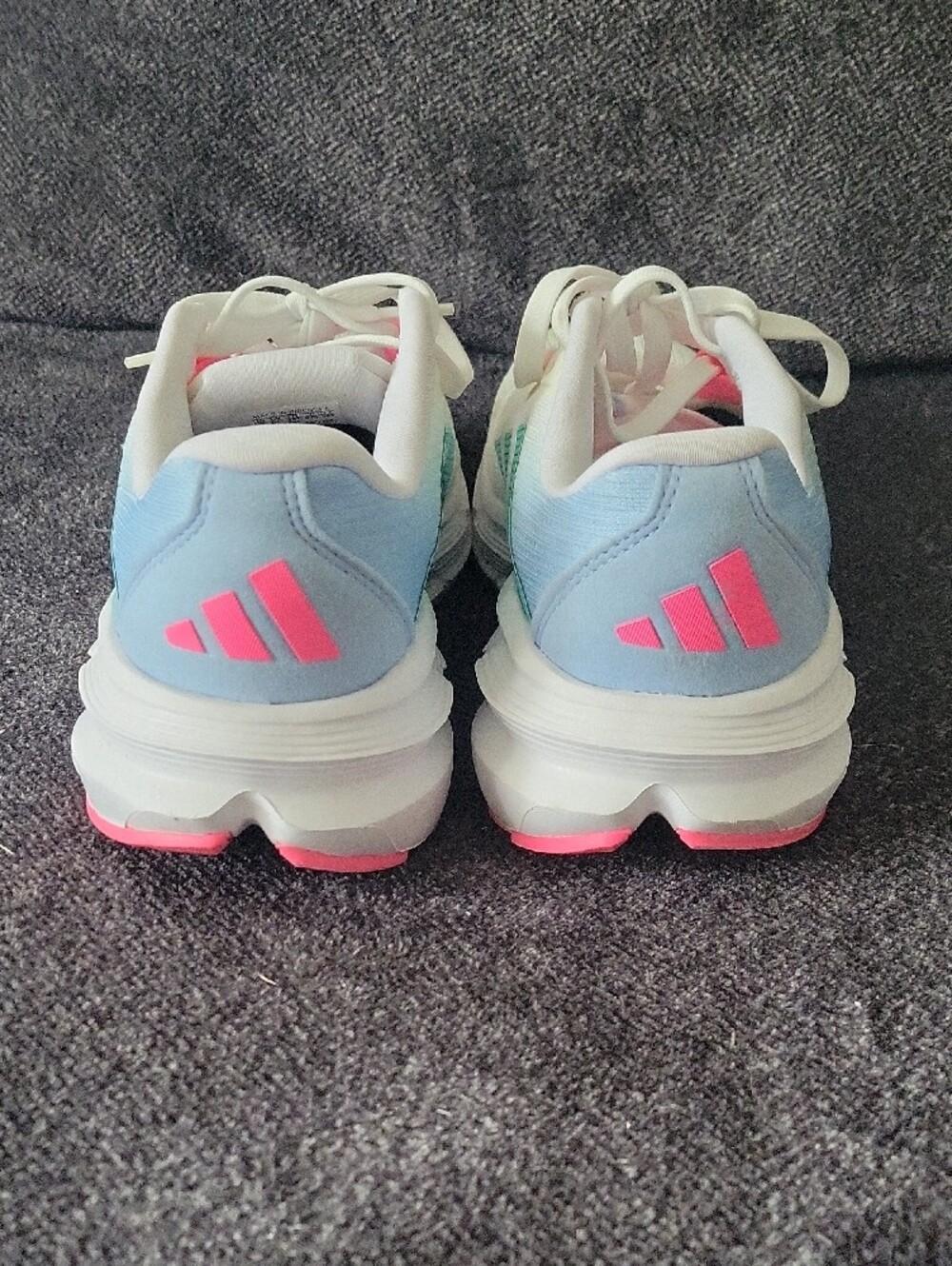 adidas Women's White Running Shoes with Teal Stripes and Pink Accents - Picture 4 of 7